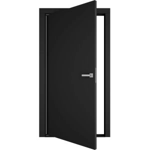 Interior Pivot Door / Planum 0010 Matte Black / Single Flush Panel Frame Magnetic Lock / Bathroom Bedroom Modern Doors 30" x 80"
