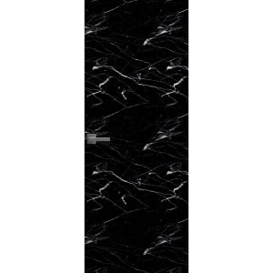 Invisible Solid Hidden Door with Handle | Planum 0010 Nero Marquina with Black Hidden Frame 18" x 80" Left-hand Inswing Black Frame | Concealed Hinges Lock Handle | Modern Frameless Doors