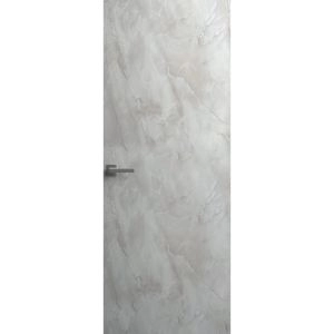 Invisible Solid Hidden Door with Handle | Planum 0010 Onyx with Silver Hidden Frame 24" x 80" Right-hand Inswing Silver Frame | Concealed Hinges Lock Handle | Modern Frameless Doors