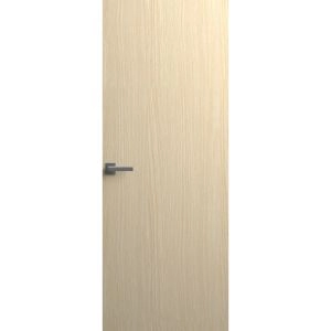Invisible Solid Hidden Door with Handle | Planum 0010 Light Oak with Black Hidden Frame 24" x 80" Left-hand Inswing Black Frame | Concealed Hinges Lock Handle | Modern Frameless Doors