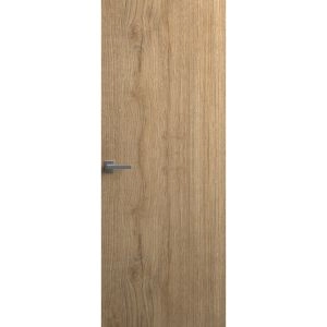 Invisible Solid Hidden Door with Handle | Planum 0010 Split Wood with Black Hidden Frame 24" x 80" Right-hand Inswing Black Frame | Concealed Hinges Lock Handle | Modern Frameless Doors