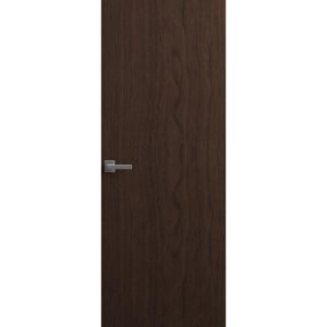 Invisible Solid Hidden Door with Handle | Planum 0010 Noce with Black Hidden Frame 24" x 80" Right-hand Inswing Black Frame | Concealed Hinges Lock Handle | Modern Frameless Doors