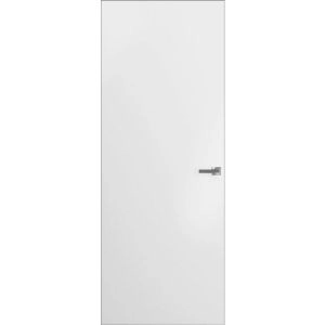 Modern Solid Hidden Door with Handle | Planum 0010 Primed with Black Hidden Frame 42" x 108" Right-hand Outswing Black Frame | Concealed Hinges Lock Handle | Modern Wardrobe Wood Frameless Doors