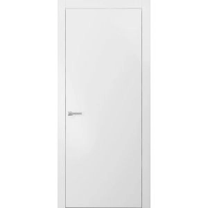 Planum 0010 Interior Solid Flush Wood Door White Silk with Lever and Hinges