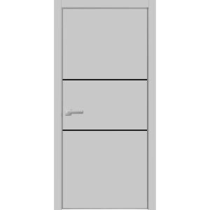 Modern Wood Interior Door with Hardware | Planum 0014 Matte Grey and Aluminum Strips | Single Panel Frame Trims | Bathroom Bedroom Sturdy Doors