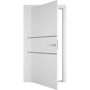 Interior Pivot Door / Planum 0014 White Silk / Single Flush Panel Frame Magnetic Lock / Bathroom Bedroom Modern Doors 30" x 80"