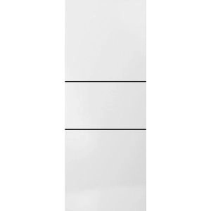 Slab Barn Door Panel | Planum 0014 White Silk and Aluminum Strips | Sturdy Finished Doors | Pocket Closet Sliding
