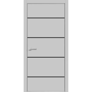 Modern Wood Interior Door with Hardware | Planum 0015 Matte Grey and Aluminum Strips | Single Panel Frame Trims | Bathroom Bedroom Sturdy Doors
