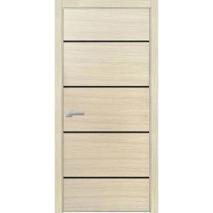 Modern Wood Interior Door with Hardware | Planum 0015 Natural Veneer and Aluminum Strips | Single Panel Frame Trims | Bathroom Bedroom Sturdy Doors