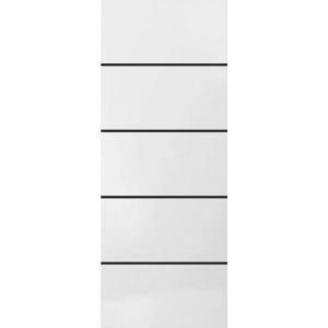 Slab Barn Door Panel | Planum 0015 White Silk and Aluminum Strips | Sturdy Finished Doors | Pocket Closet Sliding
