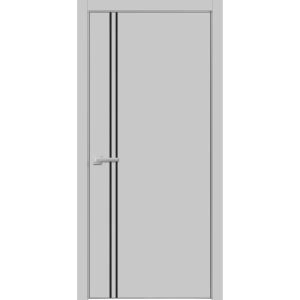 Modern Wood Interior Door with Hardware | Planum 0016 Matte Grey and Aluminum Strips | Single Panel Frame Trims | Bathroom Bedroom Sturdy Doors