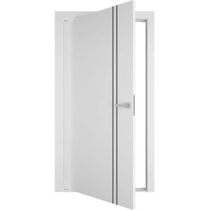 Interior Pivot Door / Planum 0016 White Silk / Single Flush Panel Frame Magnetic Lock / Bathroom Bedroom Modern Doors 30" x 80"