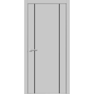 Modern Wood Interior Door with Hardware | Planum 0017 Matte Grey and Aluminum Strips | Single Panel Frame Trims | Bathroom Bedroom Sturdy Doors