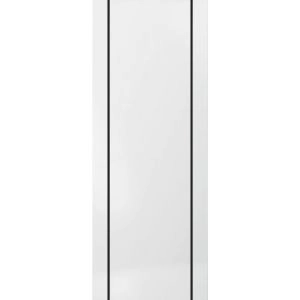 Slab Barn Door Panel | Planum 0017 White Silk and Aluminum Strips | Sturdy Finished Doors | Pocket Closet Sliding-18" x 80"