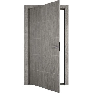 Interior Pivot Door / Planum 0020 Grey Oak / Single Flush Panel Frame Magnetic Lock / Bathroom Bedroom Modern Doors 30" x 80"