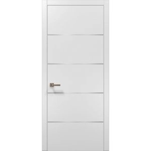 Planum 0020 Interior Modern Flush Solid Pre-hung Door White Silk with Trims Frame Lever