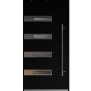 Front Exterior Pivot Prehung Aluminum Door / Axis 1131 Matte Black / Entry Metal Modern W66" x H108" Right-hand Inswing