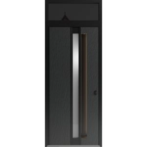 Front Exterior Aluminum Door with Hidden Handle / Hiddex 0155 Ardesia Nero / Prehung Entry Steel Metal Modern Painted W36"xH96+12" Right-hand Inswing
