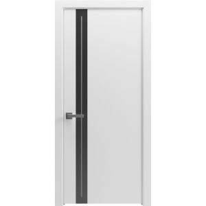 Interior Door 18 x 80 inches | Planum 0444 White Silk with Black Inserts and Frosted Glass | Single Regular Panel Frame Handle | Bathroom Bedroom Doors