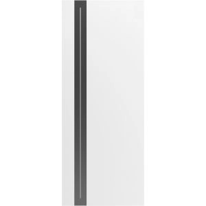 Slab Door Panel 18 x 80 inches | Planum 0444 White Silk with Black Inserts and Frosted Glass | Bathroom Bedroom Doors