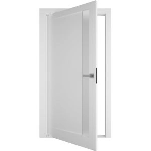 Interior Pivot Door / Planum 0660 Painted White with Frosted Glass / Single Flush Panel Frame Magnetic Lock / Bathroom Bedroom Modern Doors 30" x 80"