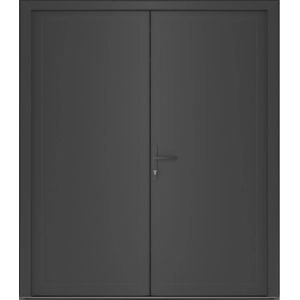 Front Exterior Prehung Metal-Plastic Double Doors / MANUX 8111 Antracite / Office Commercial and Residential Doors Entrance Patio Garage 72" x 80" Right-Hand