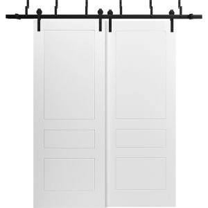 Sliding Closet Barn Bypass Doors 36 x 80 inches / Mela 0733 Painted White / Modern 6.6FT Rails Hardware Set / Wood Solid Bedroom Wardrobe Doors