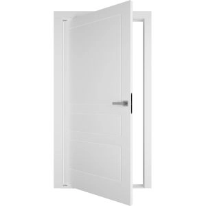 Interior Pivot Door / Mela 0733 Painted White / Single Flush Panel Frame Magnetic Lock / Bathroom Bedroom Modern Doors 30" x 80"