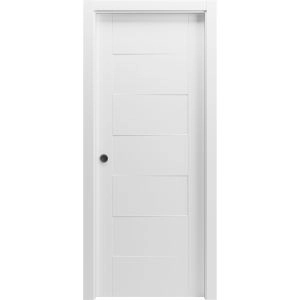 Sliding Pocket Door 18 x 84 inches / Mela 0755 Painted White / Kit Rail Hardware / MDF Interior Bedroom Modern Doors