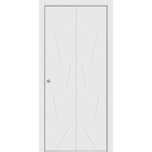Sliding Closet Bi-fold Doors | Planum 0990 Painted White Matte | Sturdy Tracks Moldings Trims Hardware Set | Wood Solid Bedroom Wardrobe Doors 