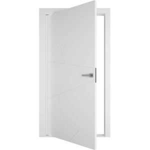 Interior Pivot Door / Planum 0990 Painted White / Single Flush Panel Frame Magnetic Lock / Bathroom Bedroom Modern Doors 30" x 80"