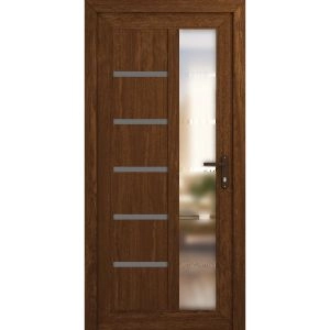 Front Exterior Prehung Vinyl (uPVC) Door Frosted glass / MANUX 8088 Walnut /  W36" x H80" Right-Hand Inswing
