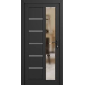 Front Exterior Prehung Vinyl (uPVC) Door Frosted glass / MANUX 8088 Antracite /  W36" x H80" Right-Hand Inswing