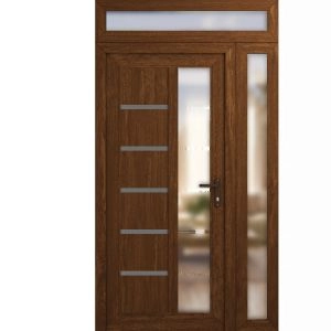 Manux 8088 doors with sidelight 48x94 (36+12x80+14) brown upvc