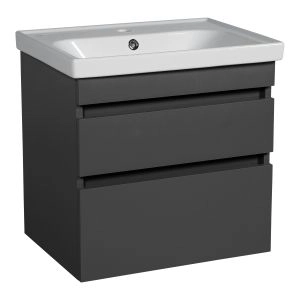 Modern Wall-Mounted Bathroom Vanity with Washbasin | Niagara Gray Matte Collection | Non-Toxic Fire-Resistant MDF-40"
