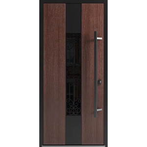 Front Exterior Prehung Steel Door / Ronex 1205 Bronze Oak / Entry Metal Modern Painted W36" x H80" Left hand Inswing