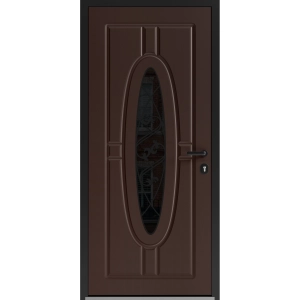 Front Exterior Prehung Steel Door / Ronex 1277 Brown / Entry Metal Modern Painted W36" x H80" Left hand Inswing