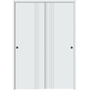 Sliding Closet Bypass Doors 36 x 80 inches | BASIC 0111 Arctic White | Rails Hardware Set | Wood Solid Bedroom Wardrobe Doors