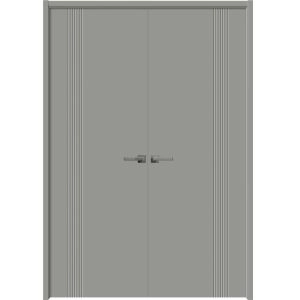 Interior Solid French Double Doors 36 x 80 inches | BASIC 0111 Dove Grey | Wood Interior Solid Panel Frame | Closet Bedroom Modern Doors