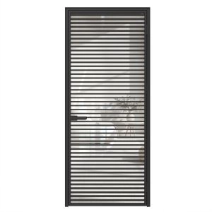 Aluminum Interior Hidden Door | Lumo 1801 Black Clear Glass with Frame 36" x 96" Right-hand Inswing
