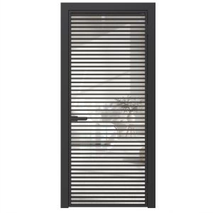 Aluminum Interior Door | Lumo 1801 Black Clear Glass with Frame, Trims, Extensions 24" x 80" Right-hand Inswing