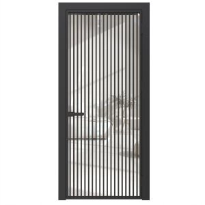 Aluminum Interior Door | Lumo 1802 Black Clear Glass with Frame, Trims, Extensions 24" x 80" Right-hand Inswing