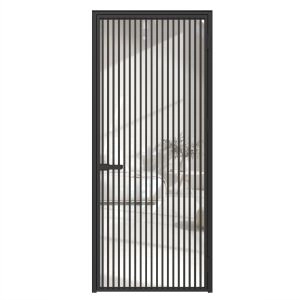 Aluminum Interior Hidden Door | Lumo 1802 Black Clear Glass with Frame 32" x 84" Right-hand Inswing