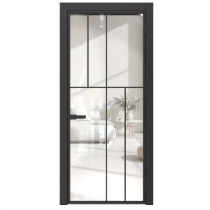 Aluminum Interior Door | Lumo 1806 Black Clear Glass with Frame, Trims, Extensions 24" x 80" Right-hand Inswing