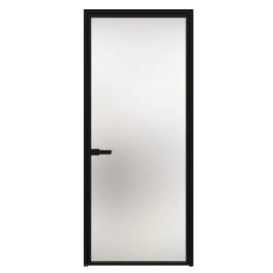 Aluminum Interior Hidden Door | Lumo 1900 Black Frosted Glass with Frame 24" x 80" Right-hand Inswing