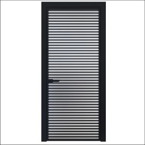 Aluminum Interior Door | Lumo 1901 Black Frosted Glass with Frame, Trims, Extensions 24" x 80" Right-hand Inswing