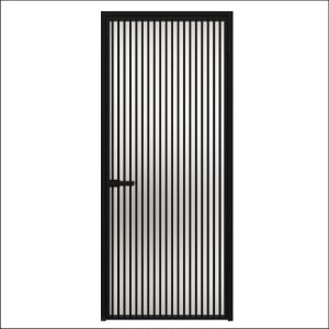 Aluminum Interior Hidden Door | Lumo 1902 Black Frosted Glass with Frame 36" x 80" Right-hand Inswing