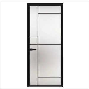 Aluminum Interior Hidden Door | Lumo 1909 Black Frosted Glass with Frame 42" x 96" Right-hand Inswing