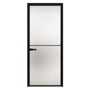 Aluminum Interior Hidden Door | Lumo 1911 Black Frosted Glass with Frame 24" x 80" Right-hand Inswing