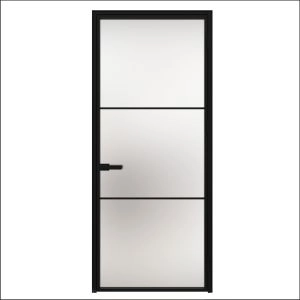 Aluminum Interior Hidden Door | Lumo 1912 Black Frosted Glass with Frame 24" x 80" Right-hand Inswing